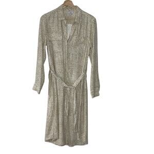Rails Alix Reptile Print Long Sleeves Tie Belt Button Down‎ Shirt Dress Size M